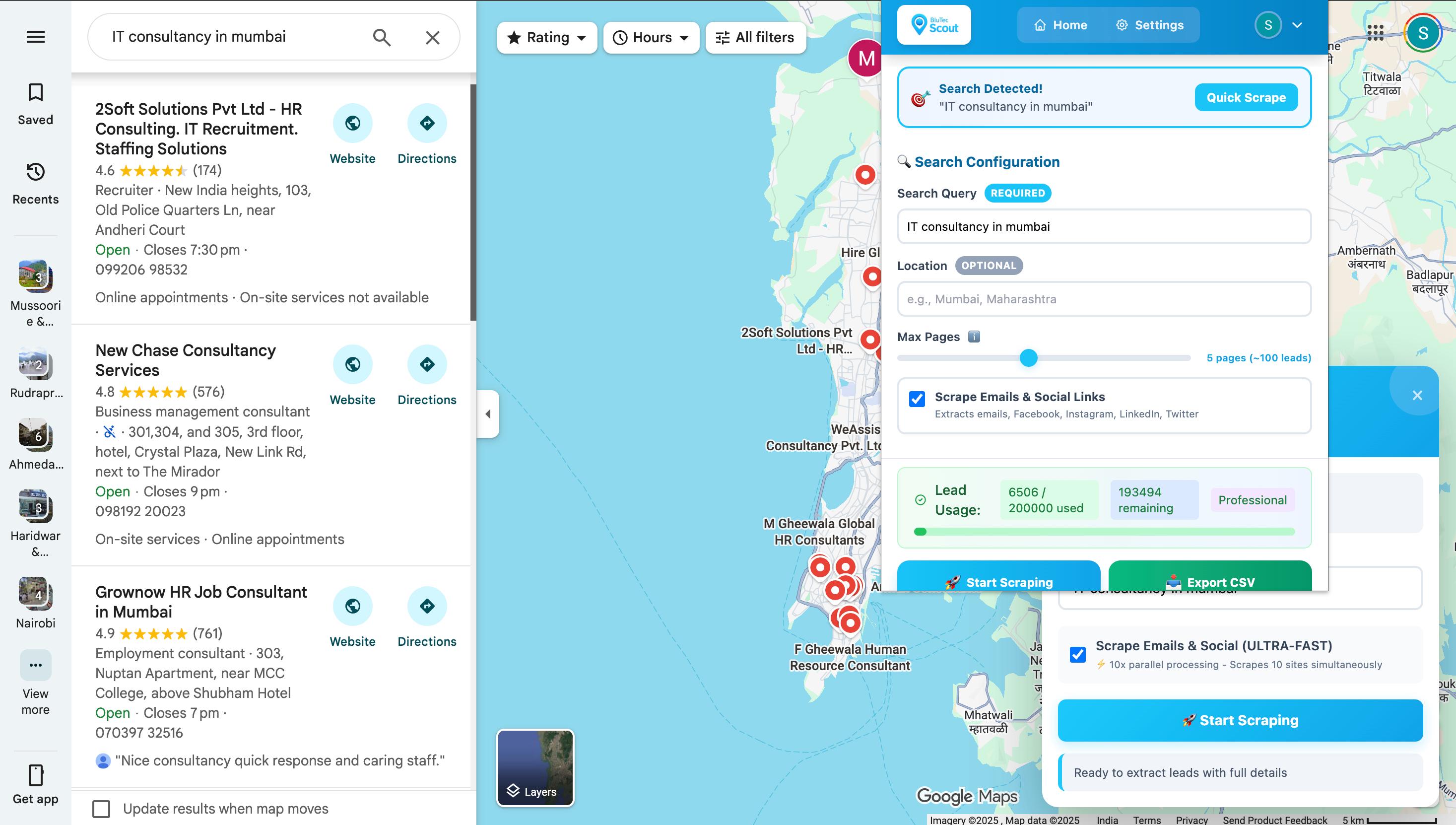 Blutec Scout - Chrome Extension for Email Scraping Blutec Scout Chrome Extension