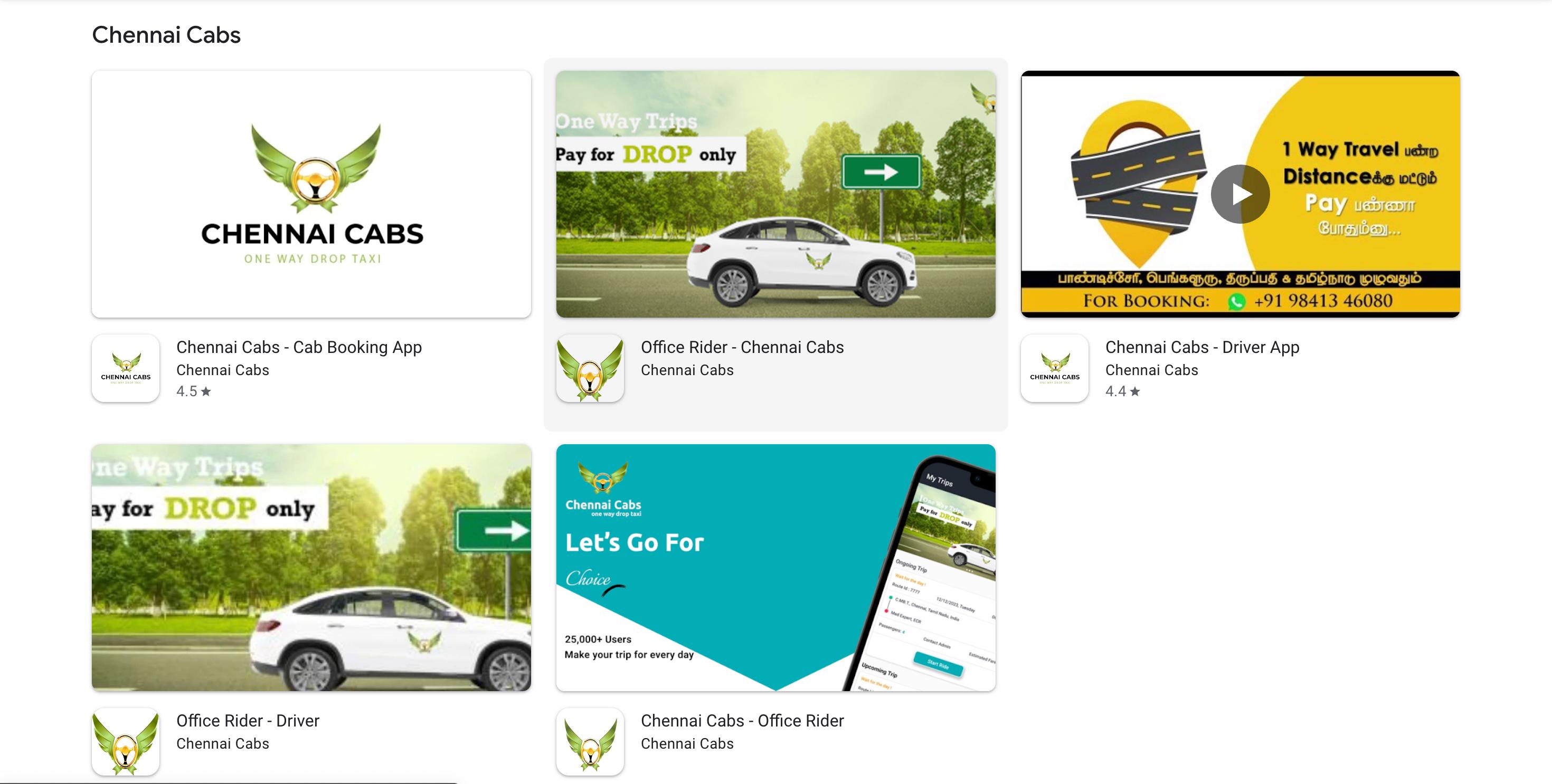 Chennai Cabs Mobile Application - Taxi Booking App Chennai Cabs Mobile Application